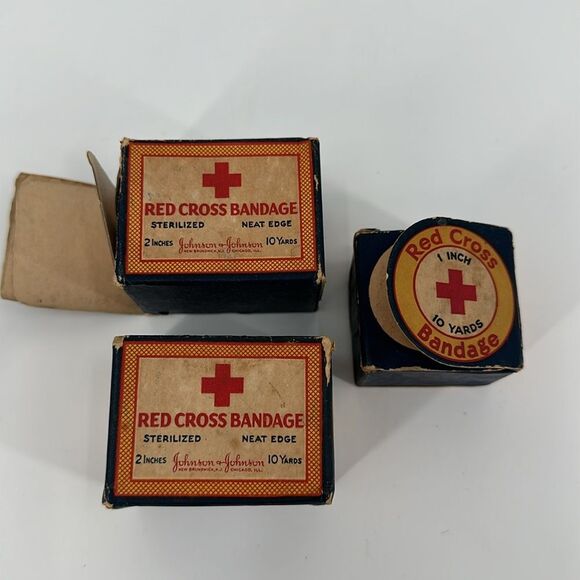 Vintage Red Cross Bandage Boxes Lot of 3 Cardboard/Paper - Picture 1 of 6